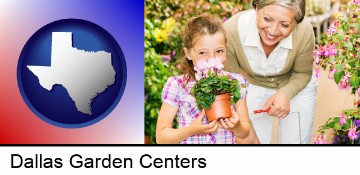 a grandmother and her granddaughter at a garden center in Dallas, TX