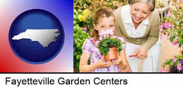 a grandmother and her granddaughter at a garden center in Fayetteville, NC