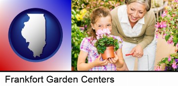 a grandmother and her granddaughter at a garden center in Frankfort, IL