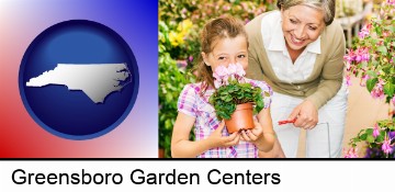 a grandmother and her granddaughter at a garden center in Greensboro, NC