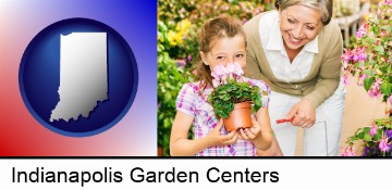 a grandmother and her granddaughter at a garden center in Indianapolis, IN