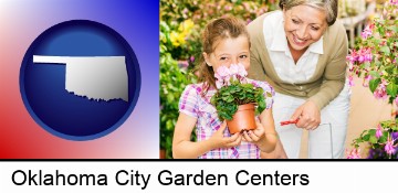 a grandmother and her granddaughter at a garden center in Oklahoma City, OK