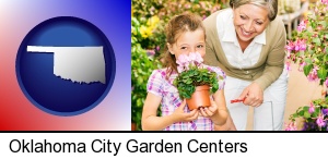 Oklahoma City, Oklahoma - a grandmother and her granddaughter at a garden center