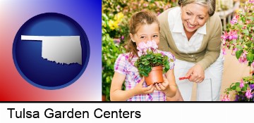 a grandmother and her granddaughter at a garden center in Tulsa, OK