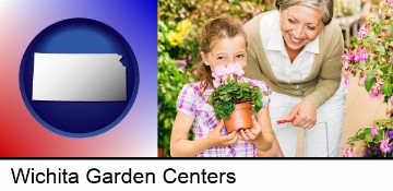 a grandmother and her granddaughter at a garden center in Wichita, KS